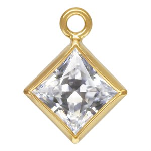 4.0mm White 3A CZ Square Bezel Drop