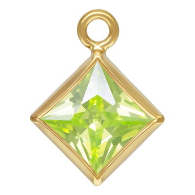 4.0mm Lime 3A CZ Square Bezel Drop