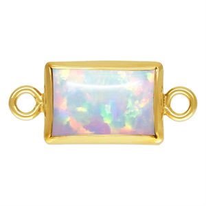 4.0x6.0mm White Bello Opal Rectangle Bezel Connector