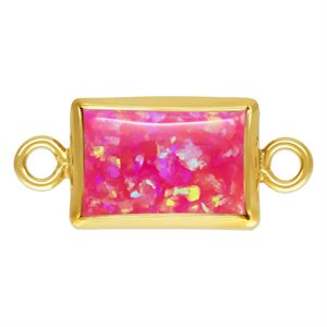 4.0x6.0mm Hot Pink Bello Opal Rectangle Bezel Connector