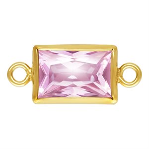 4.0x6.0mm Pink 3A CZ Rectangle Bezel Connector
