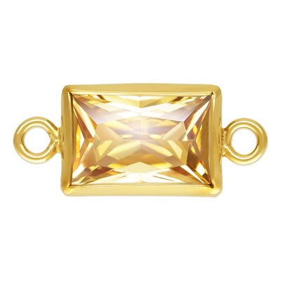 4.0x6.0mm Champagne 3A CZ Rectangle Bezel Connector