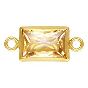 4.0x6.0mm Champagne 3A CZ Rectangle Bezel Connector