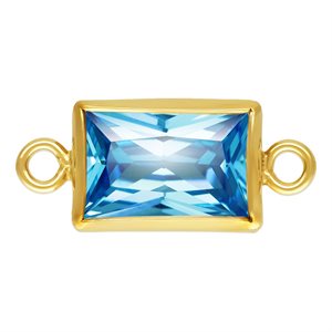 4.0x6.0mm Swiss Blue 3A CZ Rectangle Bezel Connector