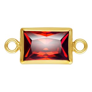 4.0x6.0mm Garnet 3A CZ Rectangle Bezel Connector