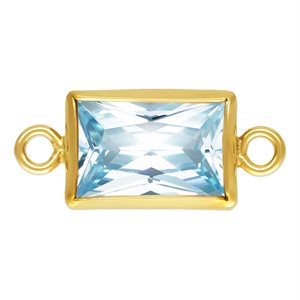 4.0x6.0mm Aquamarine 3A CZ Rectangle Bezel Connector