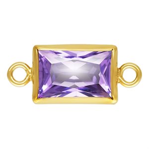 4.0x6.0mm Light Amethyst 3A CZ Rectangle Bezel Connector