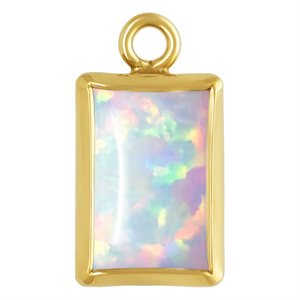 4.0x6.0mm White Bello Opal Rectangle Bezel Drop