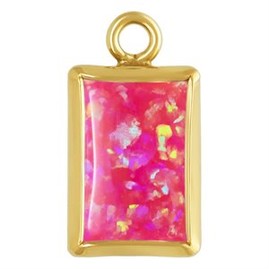 4.0x6.0mm Hot Pink Bello Opal Rectangle Bezel Drop