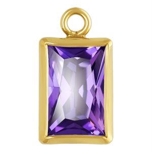 4.0x6.0mm Amethyst 3A CZ Rectangle Bezel Drop