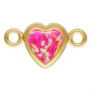4.0mm Hot Pink Bello Opal Horizontal Heart Bezel Connector