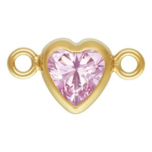 4.0mm Pink 3A CZ Horizontal Heart Bezel Connector