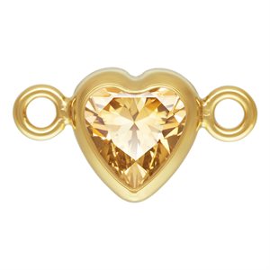 4.0mm Champagne 3A CZ Horizontal Heart Bezel Connector