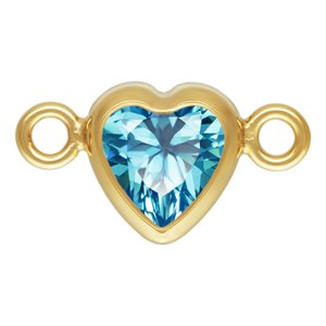4.0mm Swiss Blue 3A CZ Horizontal Heart Bezel Connector