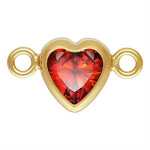 4.0mm Garnet 3A CZ Horizontal Heart Bezel Connector