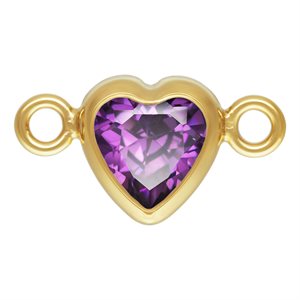 4.0mm Amethyst 3A CZ Horizontal Heart Bezel Connector