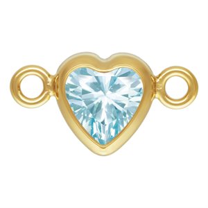 4.0mm Aquamarine 3A CZ Horizontal Heart Bezel Connector