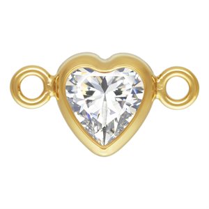 4.0mm White 3A CZ Horizontal Heart Bezel Connector