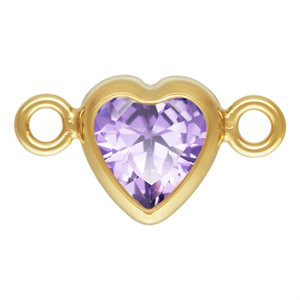 4.0mm Light Amethyst 3A CZ Horizontal Heart Bezel Connector