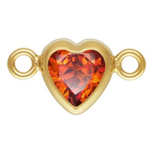 4.0mm Ruby 3A CZ Horizontal Heart Bezel Connector