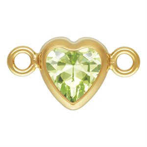 4.0mm Lime 3A CZ Horizontal Heart Bezel Connector