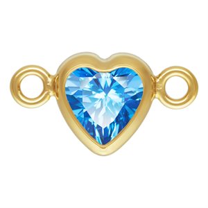 4.0mm Sapphire 3A CZ Horizontal Heart Bezel Connector