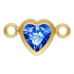 4.0mm Sapphire 3A CZ Horizontal Heart Bezel Connector