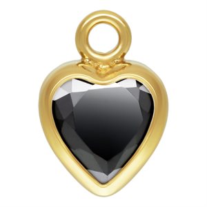 4.0mm Black 3A CZ Heart Bezel Drop