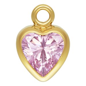 4.0mm Pink 3A CZ Heart Bezel Drop