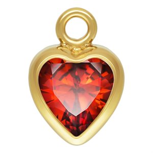 4.0mm Garnet 3A CZ Heart Bezel Drop