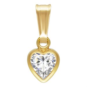 4.0mm White 3A CZ Heart Bezel Drop w / Bail