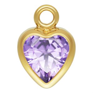 4.0mm Light Amethyst 3A CZ Heart Bezel Drop