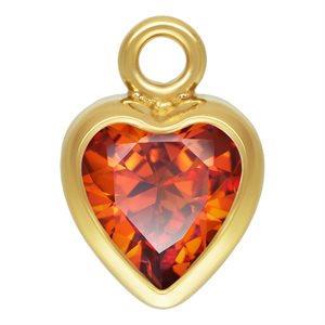 4.0mm Ruby 3A CZ Heart Bezel Drop