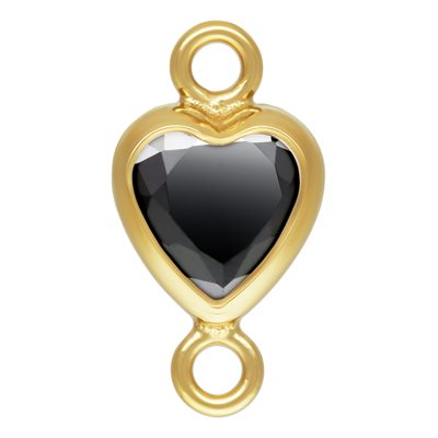 4.0mm Black 3A CZ Vertical Heart Bezel Connector