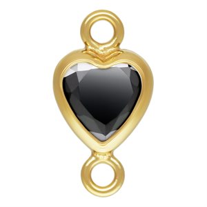 4.0mm Black 3A CZ Vertical Heart Bezel Connector