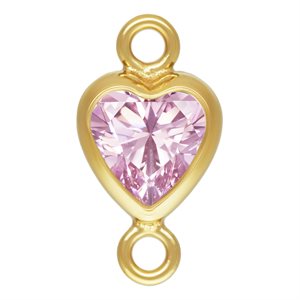 4.0mm Pink 3A CZ Vertical Heart Bezel Connector