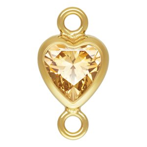 4.0mm Champagne 3A CZ Vertical Heart Bezel Connector