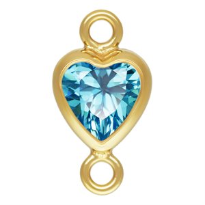 4.0mm Swiss Blue 3A CZ Vertical Heart Bezel Connector
