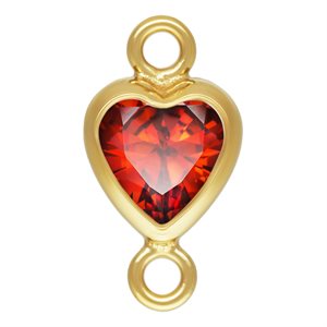 4.0mm Garnet 3A CZ Vertical Heart Bezel Connector