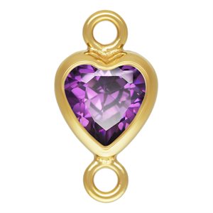 4.0mm Amethyst 3A CZ Vertical Heart Bezel Connector