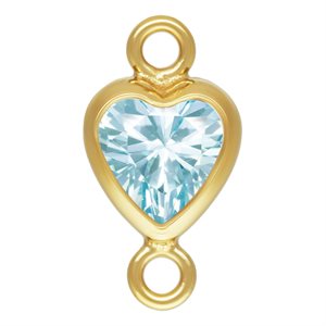 4.0mm Aquamarine 3A CZ Vertical Heart Bezel Connector