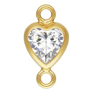 4.0mm White 3A CZ Vertical Heart Bezel Connector