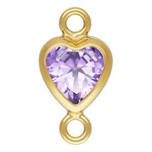 4.0mm Light Amethyst 3A CZ Vertical Heart Bezel Connector