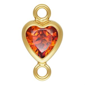 4.0mm Ruby 3A CZ Vertical Heart Bezel Connector