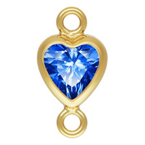 4.0mm Sapphire 3A CZ Vertical Heart Bezel Connector