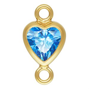 4.0mm Sapphire 3A CZ Vertical Heart Bezel Connector