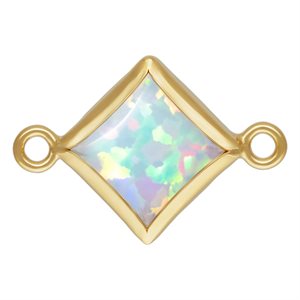 5.0mm White Bello Opal Square Bezel Connector