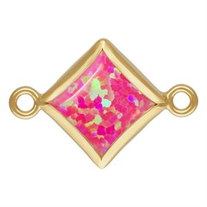 5.0mm Hot Pink Bello Opal Square Bezel Connector