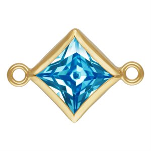 5.0mm Swiss Blue 3A CZ Square Bezel Connector