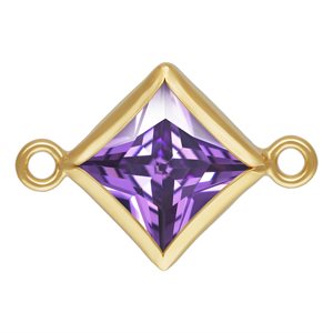 5.0mm Amethyst 3A CZ Square Bezel Connector